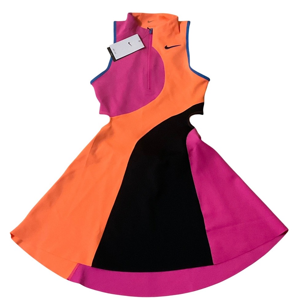 Nike Tennis Dress Women XL Multi New Dri-FIT Cutout Active Fit Flare Mini